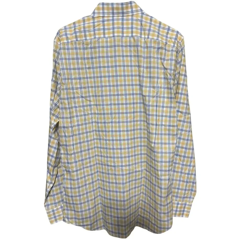 Banana Republic Button-Down Shirt Yellow Plaid Grant Fit sz L Cotton